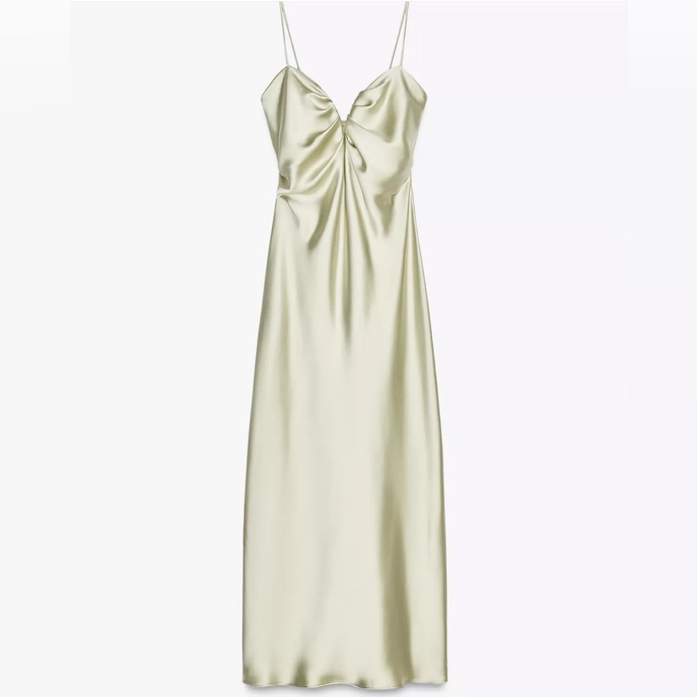 NWT- Zara- Sweetheart Neckline Satin Effect Dress- M